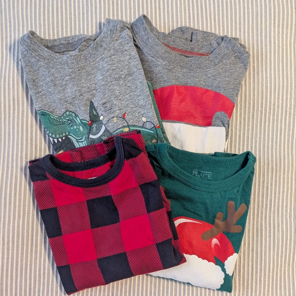 Christmas Bundle - 4 Long Sleeve Tees, Carter's and The Childrens Place